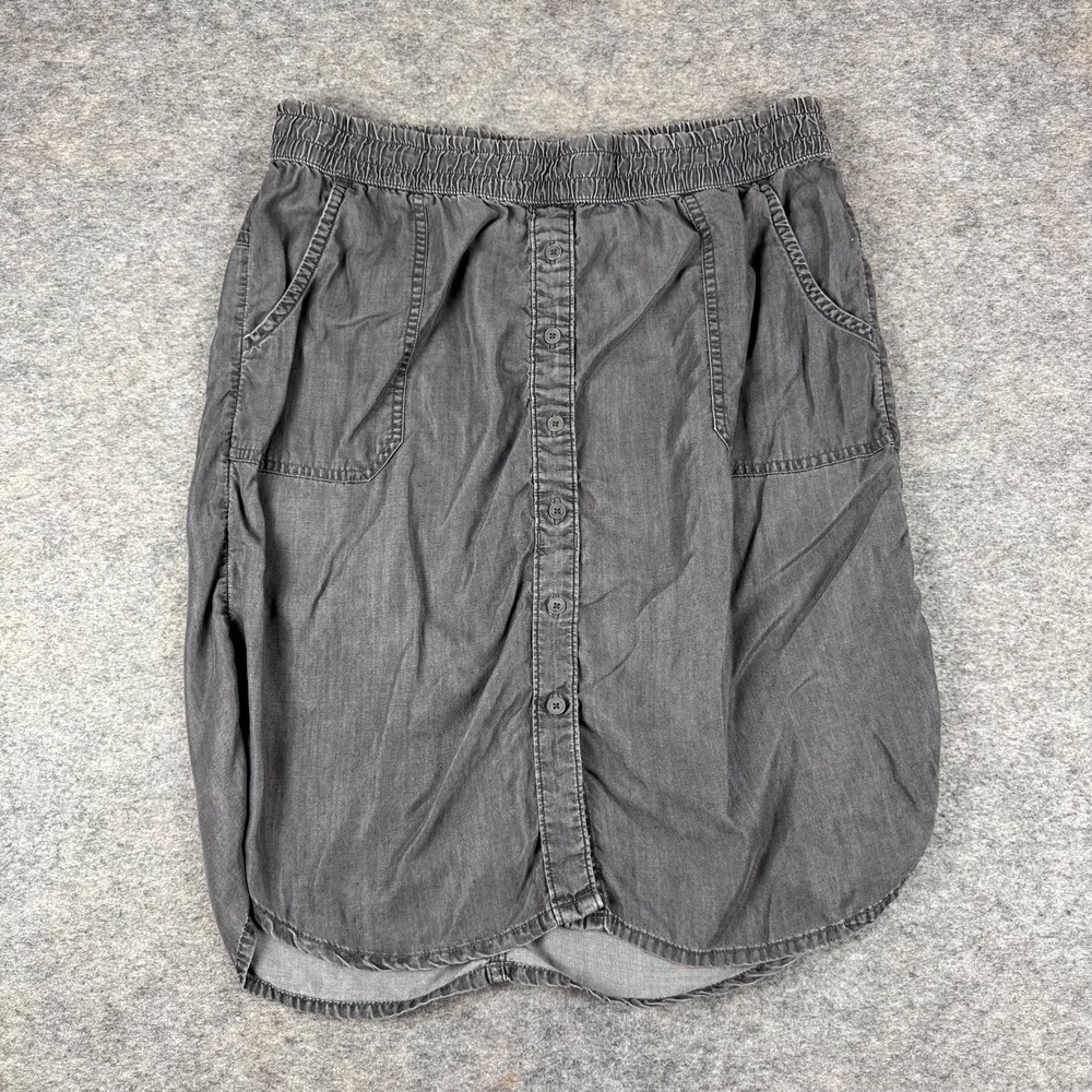 prAna Shelly Skirt Button Front Pockets Tencel Gray Womens Large L